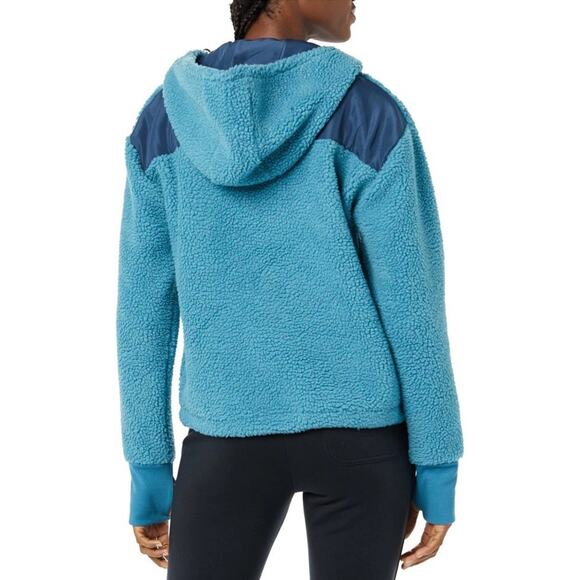 Teddy Fleece Quarter Snap Hooded Pullover Jacket Womens Plus Size 5X Sweatshirt - Picture 2 of 5